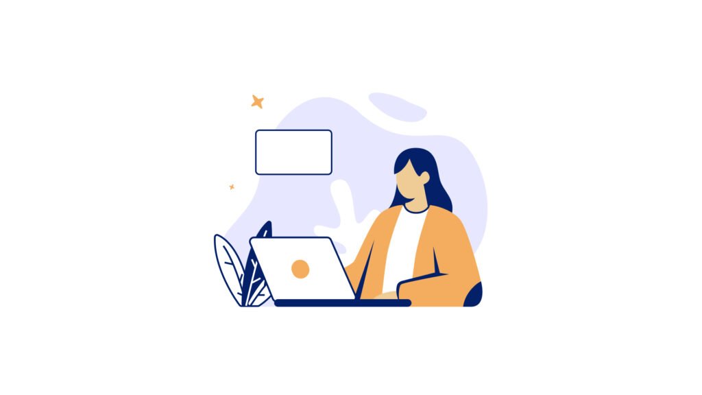illustration of a women working on laptop